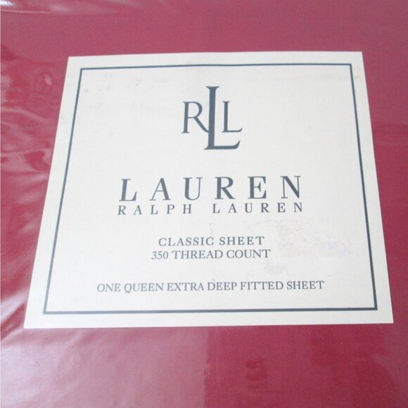 Lauren Ralph Lauren Queen Extra Deep Fitted Sheet Scarlet Supima Cotton FVD052 - Picture 3 of 7